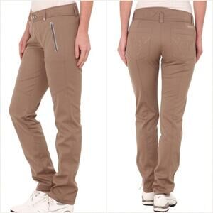 NWOT Bogner Gele Tan Khaki Mid Rise Embroidered Slim Straight Leg Golf Pants 4